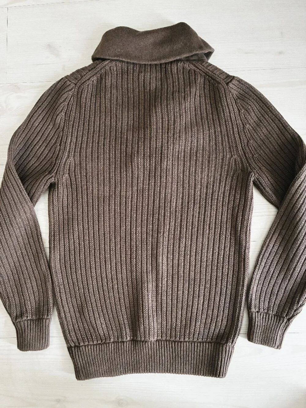 Duluth Trading Co. Men's High-Neck Infantry Sweater Brown Cotton Wool Size: S